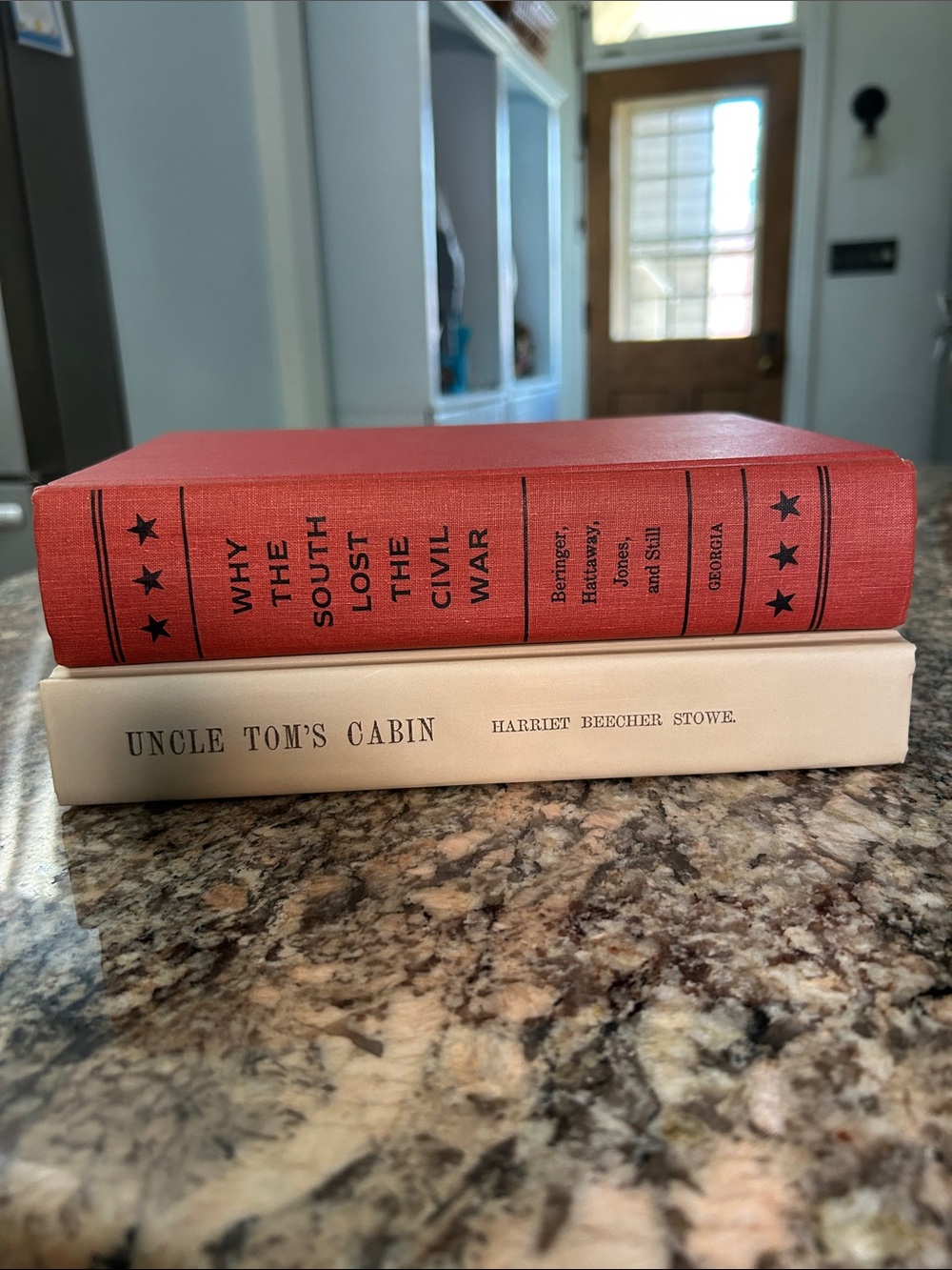 Classic Decorative Stacked Books - Red and Cream Home Accent